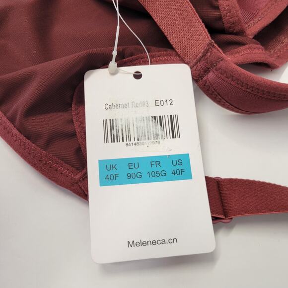 Meleneca Bra Womens 40F Cabernet Red Lace Underwire Full Coverage Support Plus - Picture 4 of 9